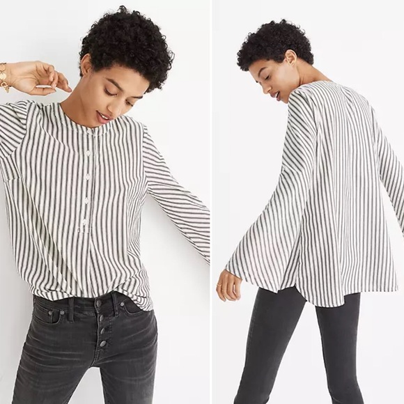 Madewell Tops - Madewell Striped Button Down Flare Sleeve Blouse
